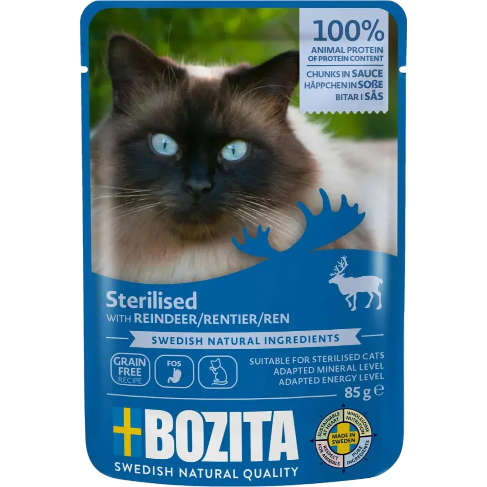 Bozita Kattefoder pose 85g Steriliseret rensdyr sovs